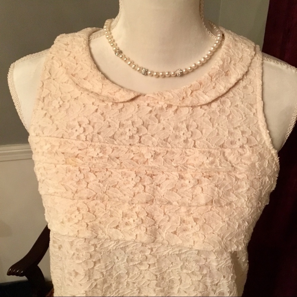 Valerie Bertinelli Baby Pink Lace Top Small
